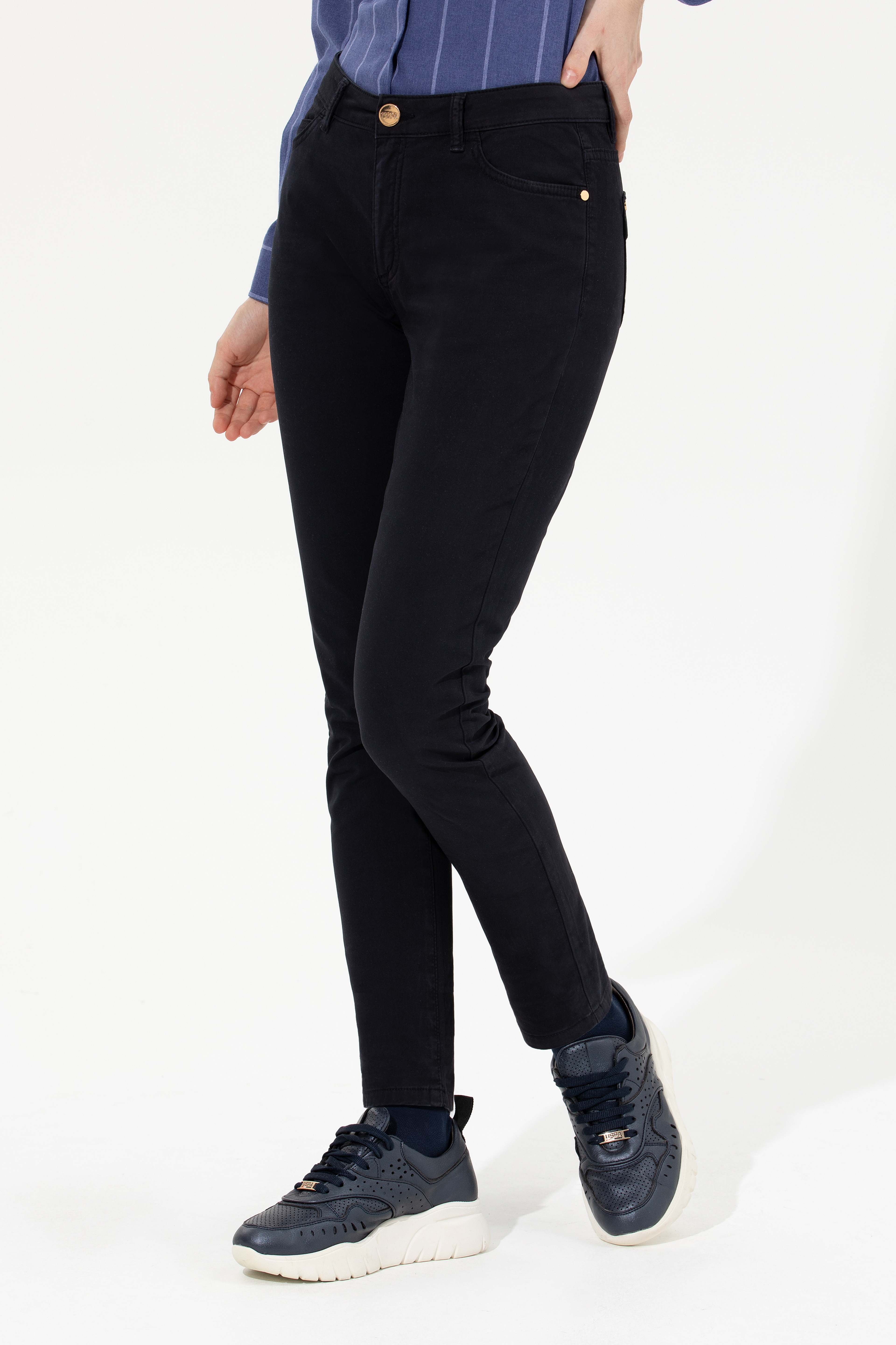 Kadın Lacivert Toothpick Fit Pantolon - Image 2
