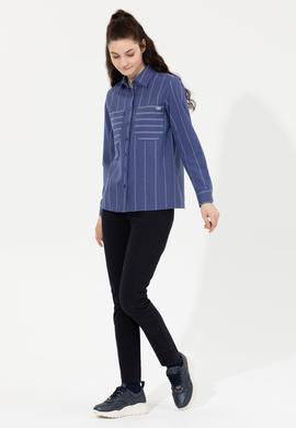Kadın Mavi Uzun Kollu Gömlek - 50256969002