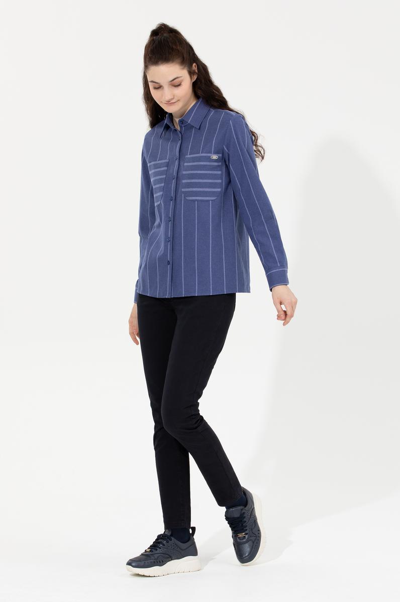 Kadın Mavi Uzun Kollu Gömlek
