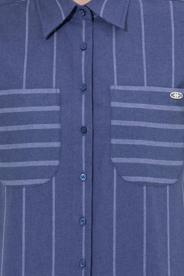 Kadın Mavi Uzun Kollu Gömlek - 50256969002