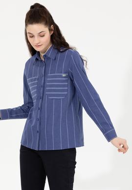 Kadın Mavi Uzun Kollu Gömlek - 50256969002