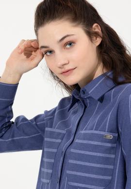 Kadın Mavi Uzun Kollu Gömlek - 50256969002