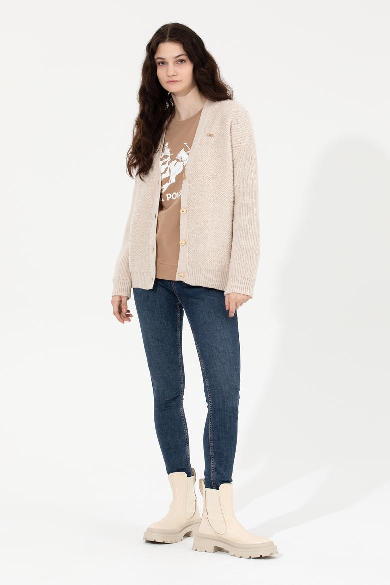 Kadın Krem Melanj Triko Hırka - 50261324021