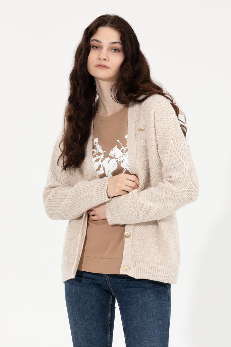 Kadın Krem Melanj Triko Hırka - 50261324021