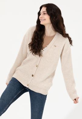 Kadın Krem Melanj Triko Hırka - 50261324021