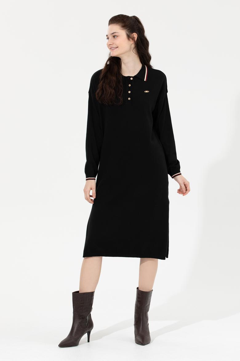 Kadın Siyah Triko Elbise - 50253948012
