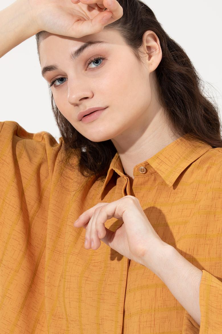 Kadın Safran Uzun Kollu Gömlek - 50254665003