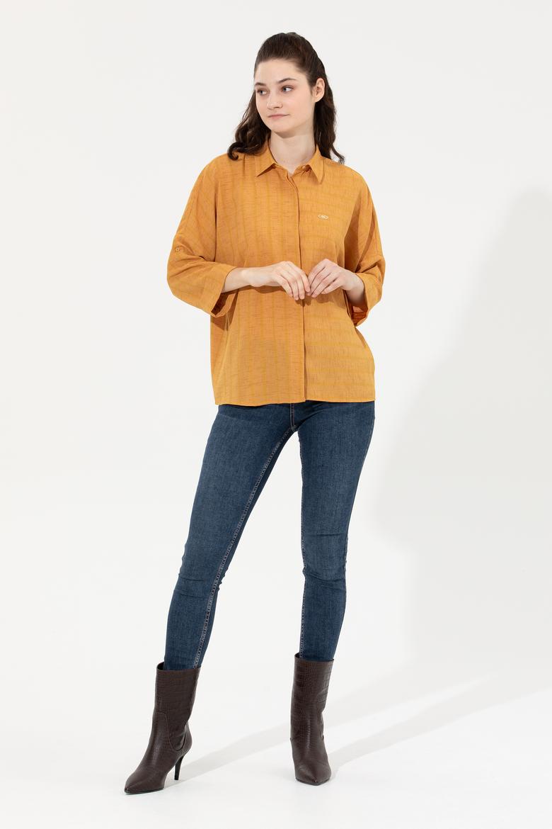 Kadın Safran Uzun Kollu Gömlek - 50254665003