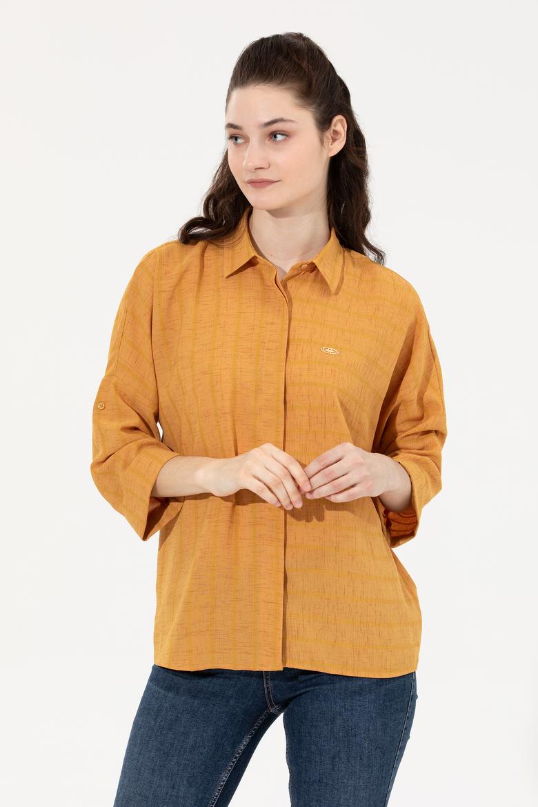 Kadın Safran Uzun Kollu Gömlek