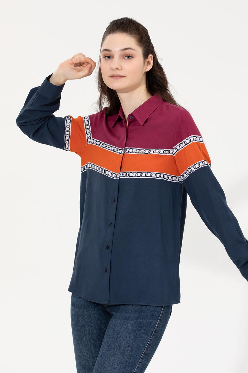 Kadın Lacivert Uzun Kollu Gömlek