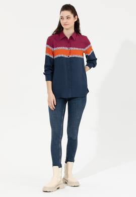 Kadın Lacivert Uzun Kollu Gömlek - 50261135004