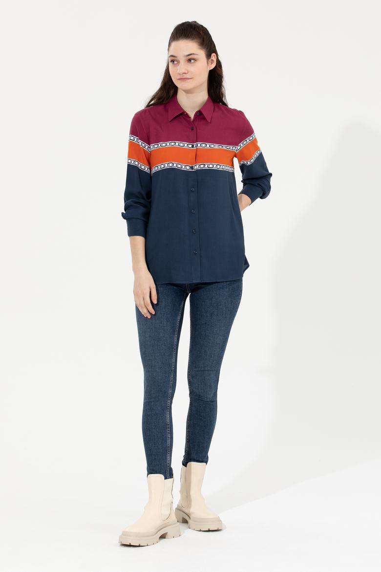 Kadın Lacivert Uzun Kollu Gömlek - 50261135004