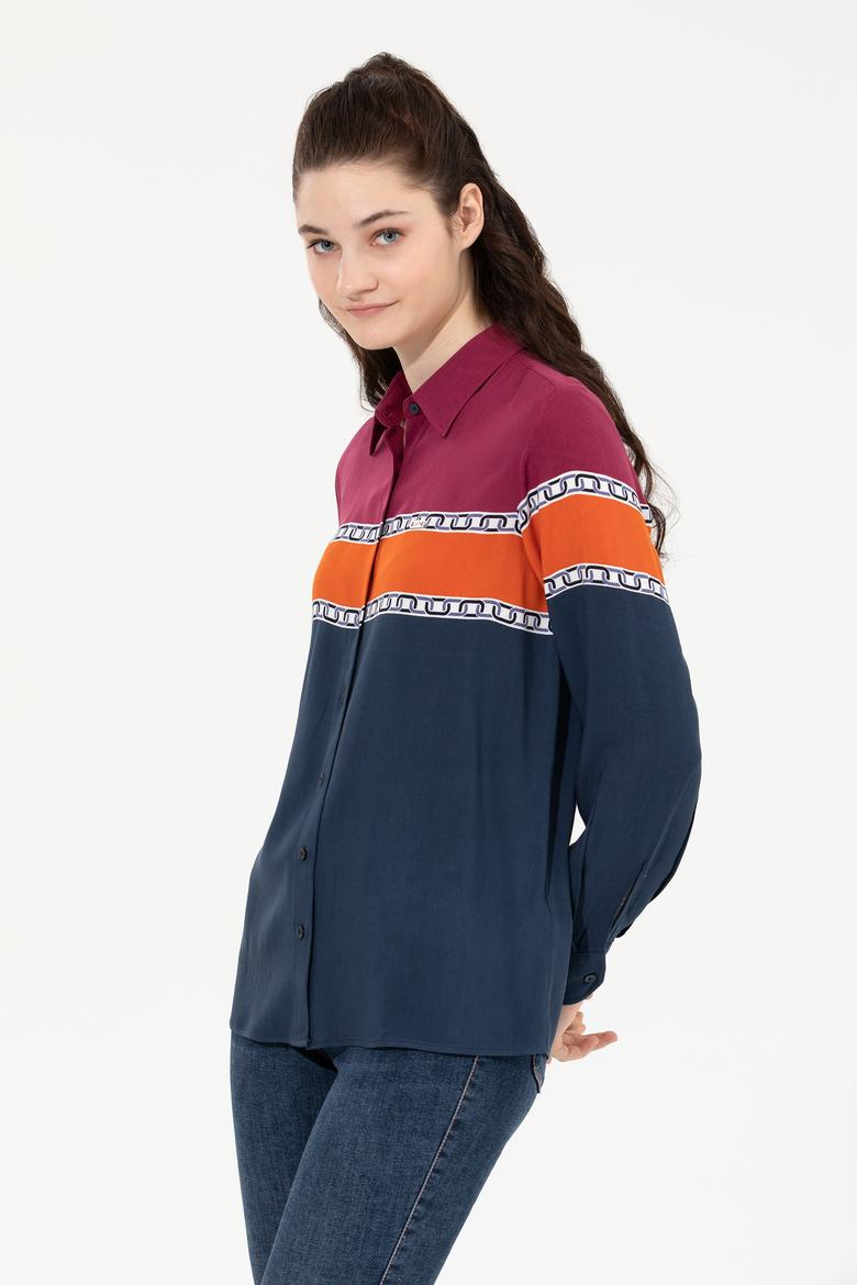 Kadın Lacivert Uzun Kollu Gömlek - 50261135004