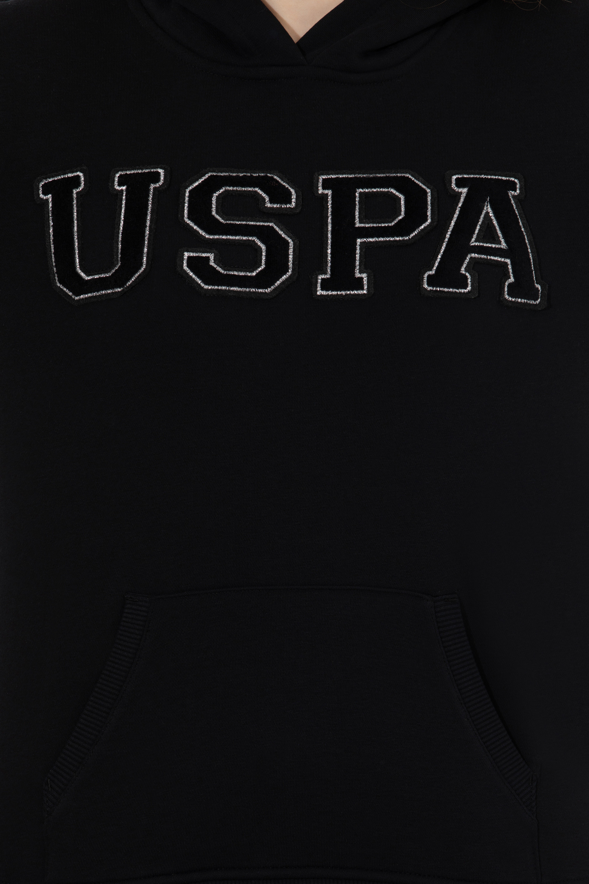 Kadın Siyah Kapüşonlu Basic Sweatshirt - Image 6