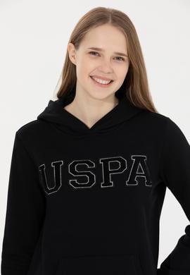 Kadın Siyah Kapüşonlu Basic Sweatshirt - 50261254013