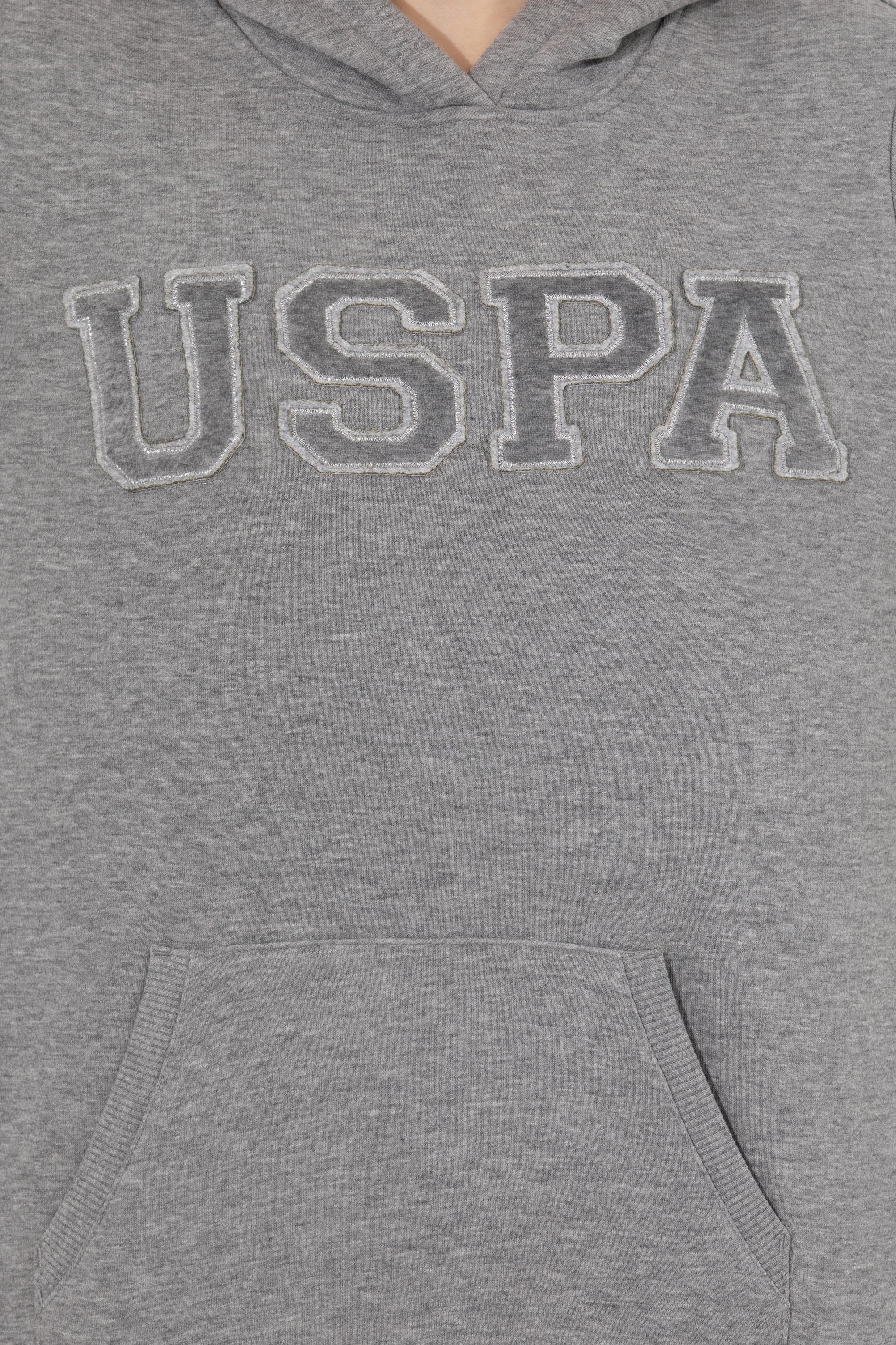 Kadın Gri Melanj Kapüşonlu Basic Sweatshirt