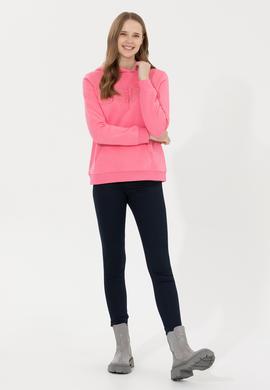 Kadın Pembe Kapüşonlu Basic Sweatshirt - 50261254045