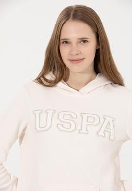 Kadın Ekru Kapüşonlu Basic Sweatshirt - 50261254064