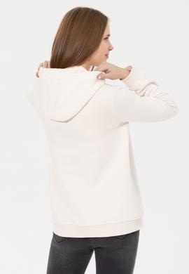 Kadın Ekru Kapüşonlu Basic Sweatshirt - 50261254064