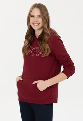 Kadın Vİşne Kapüşonlu Basic Sweatshirt - 50261254068