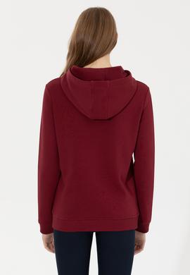 Kadın Vİşne Kapüşonlu Basic Sweatshirt - 50261254068