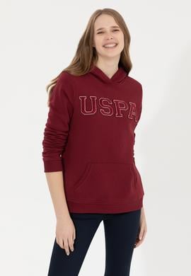 Kadın Vİşne Kapüşonlu Basic Sweatshirt - 50261254068