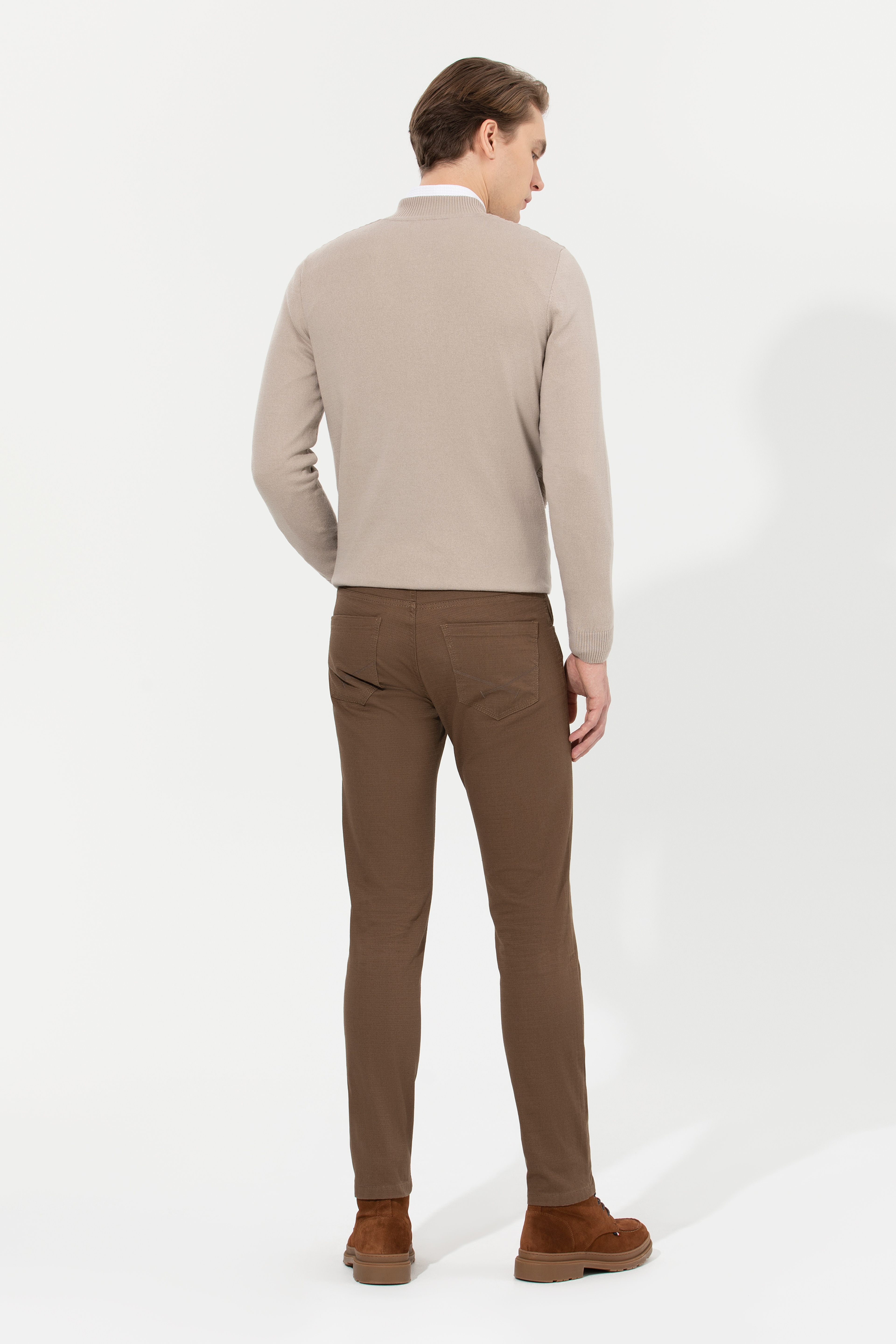 Erkek Slim Fit Coconut Kanvas Pantolon - Image 4