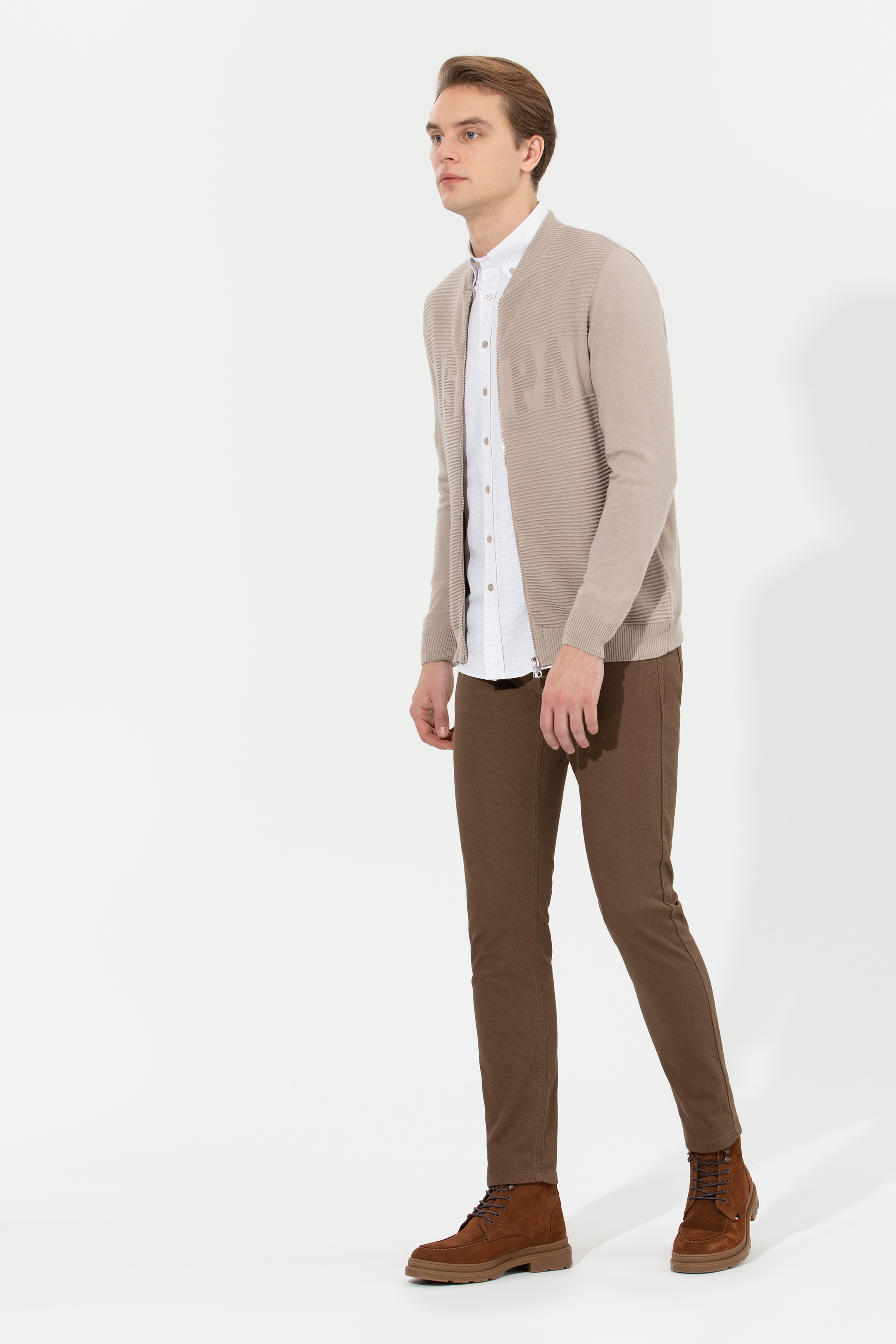 Erkek Slim Fit Coconut Kanvas Pantolon - Image 3