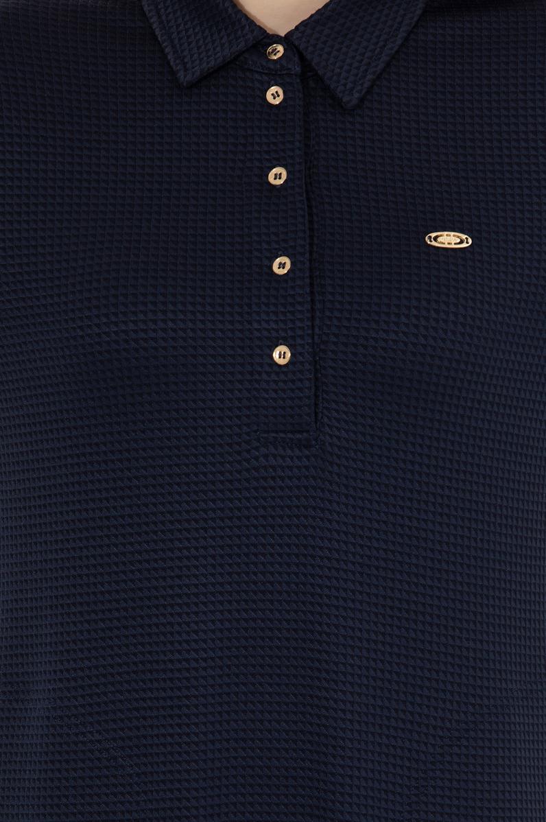 Kadın Lacivert Polo Yaka Örme Elbise