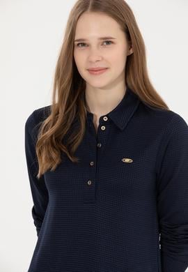 Kadın Lacivert Polo Yaka Örme Elbise - 50254418003