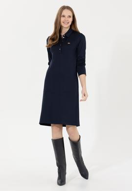 Kadın Lacivert Polo Yaka Örme Elbise - 50254418003