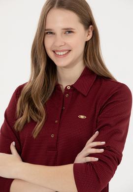 Kadın Vİşne Polo Yaka Örme Elbise - 50254418012