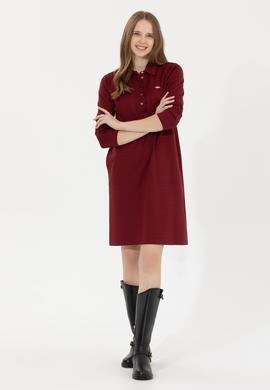 Kadın Vİşne Polo Yaka Örme Elbise - 50254418012
