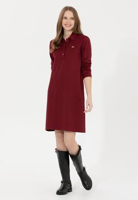 Kadın Vİşne Polo Yaka Örme Elbise - 50254418012