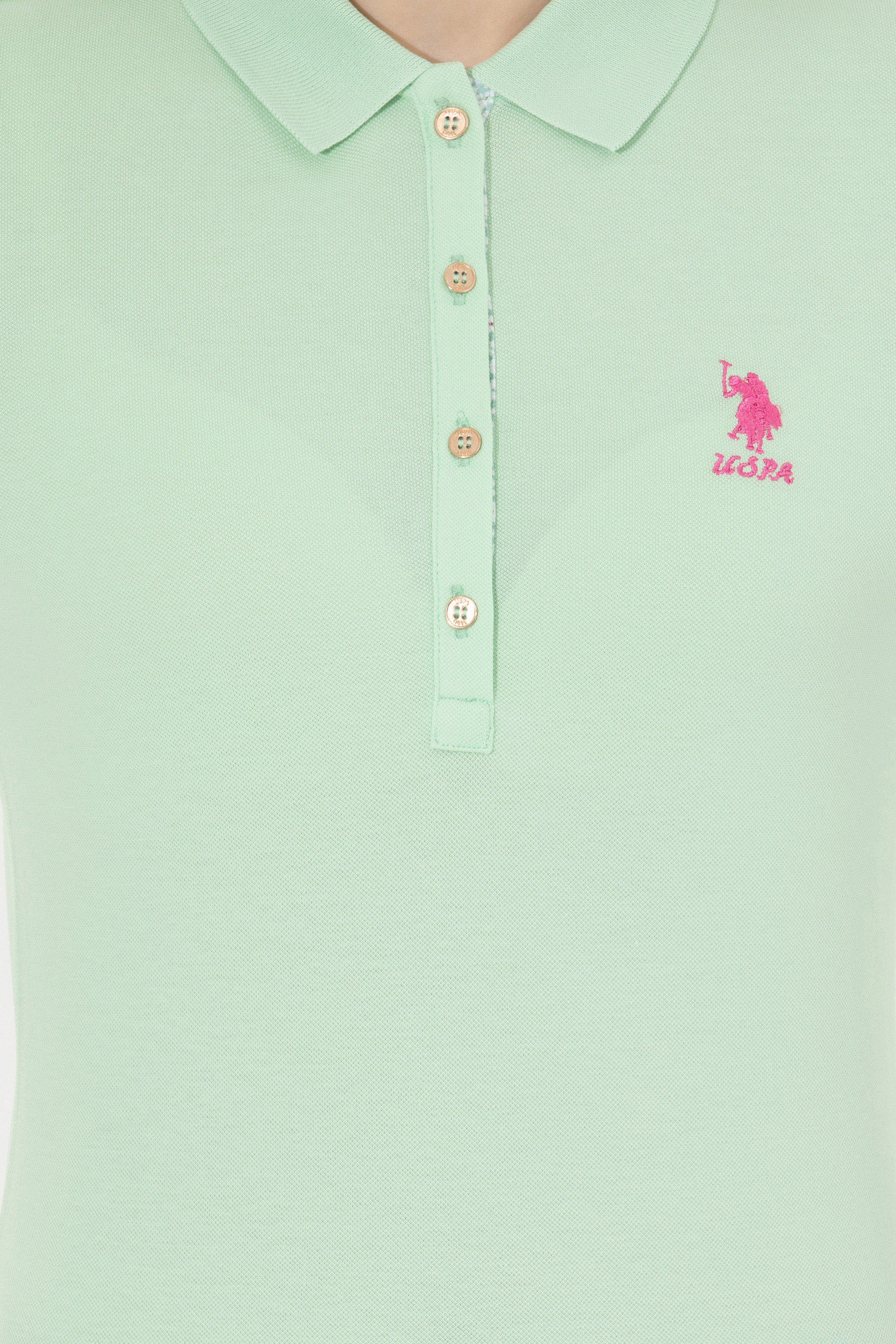 Kadın Mint Basic Polo Yaka Tişört - Image 6