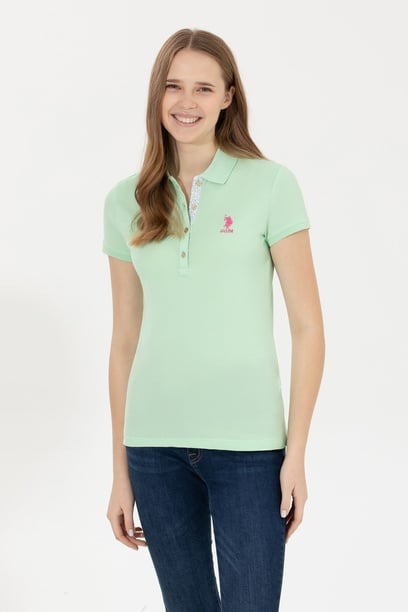 Kadın Mint Basic Polo Yaka Tişört
