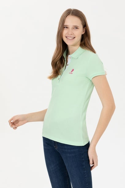 Kadın Mint Basic Polo Yaka Tişört