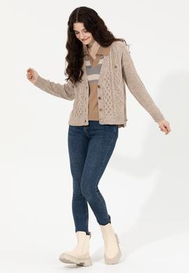 Kadın Taş Melanj Triko Hırka - 50253654021