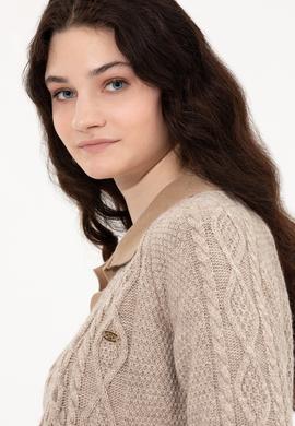 Kadın Taş Melanj Triko Hırka - 50253654021