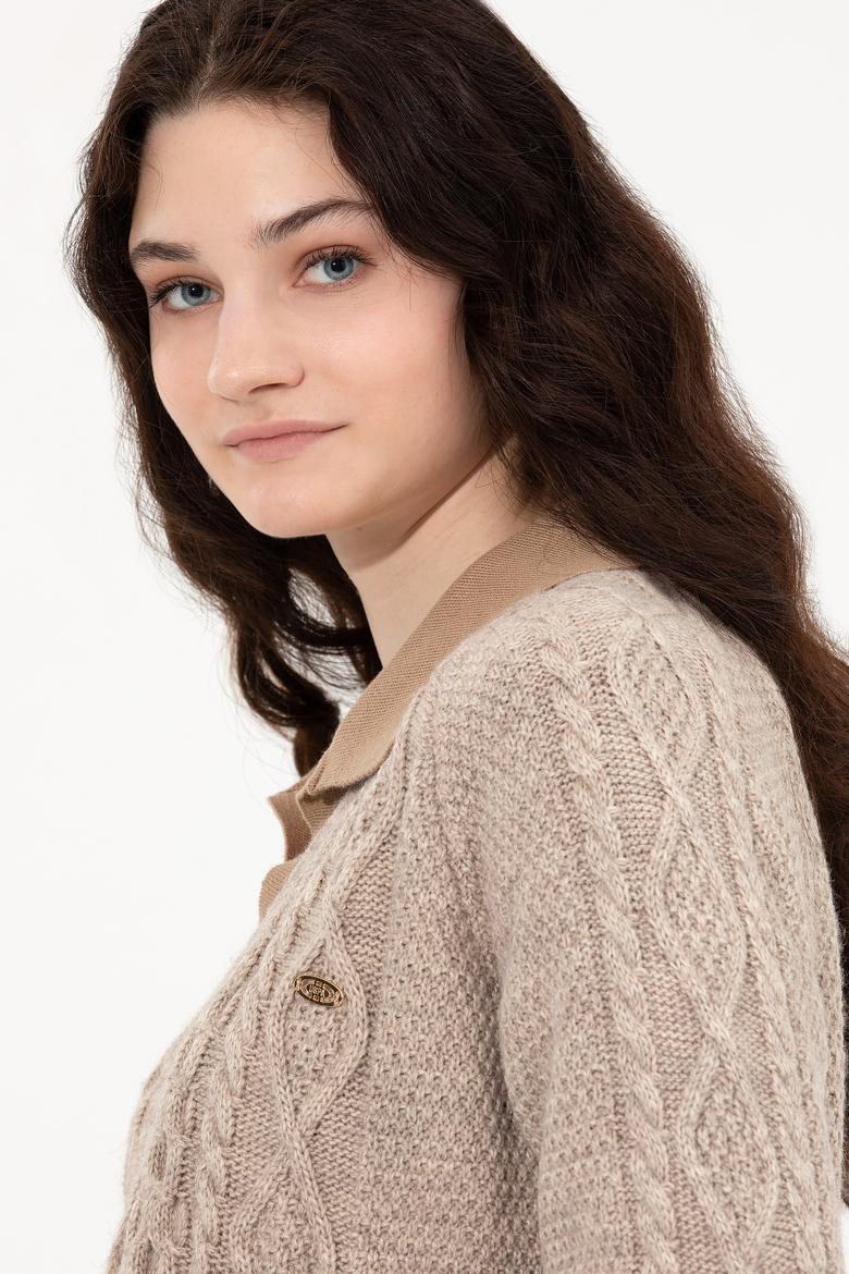 Kadın Taş Melanj Triko Hırka - 50253654021