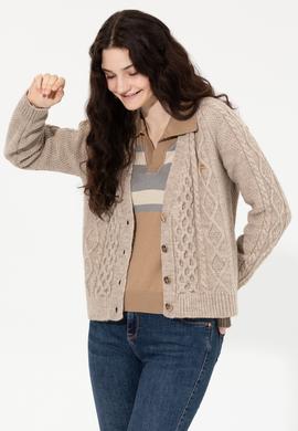 Kadın Taş Melanj Triko Hırka - 50253654021