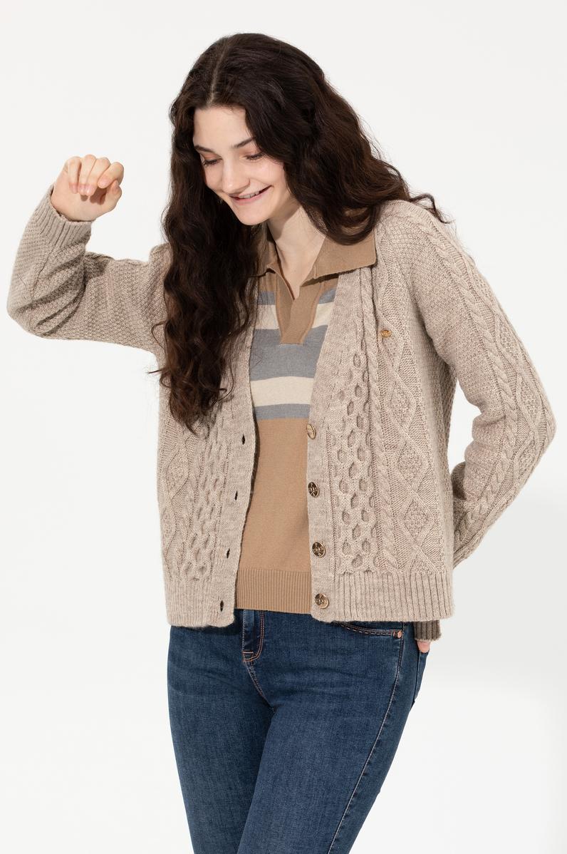 Kadın Taş Melanj Triko Hırka