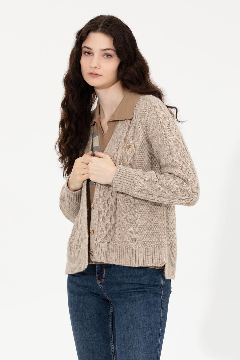 Kadın Taş Melanj Triko Hırka - 50253654021