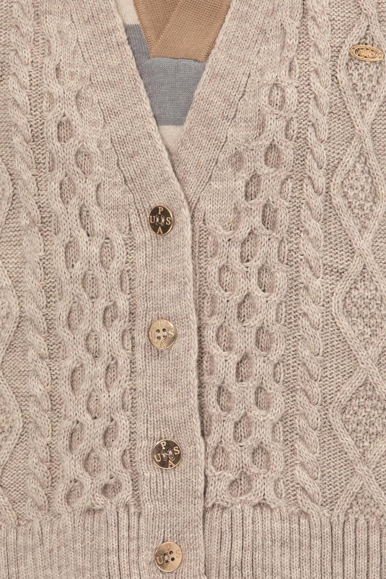 Kadın Taş Melanj Triko Hırka - 50253654021