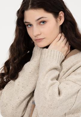 Kadın Krem Melanj Triko Hırka - 50253227005