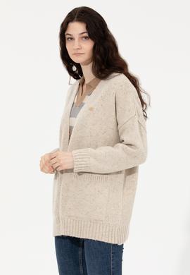 Kadın Krem Melanj Triko Hırka - 50253227005