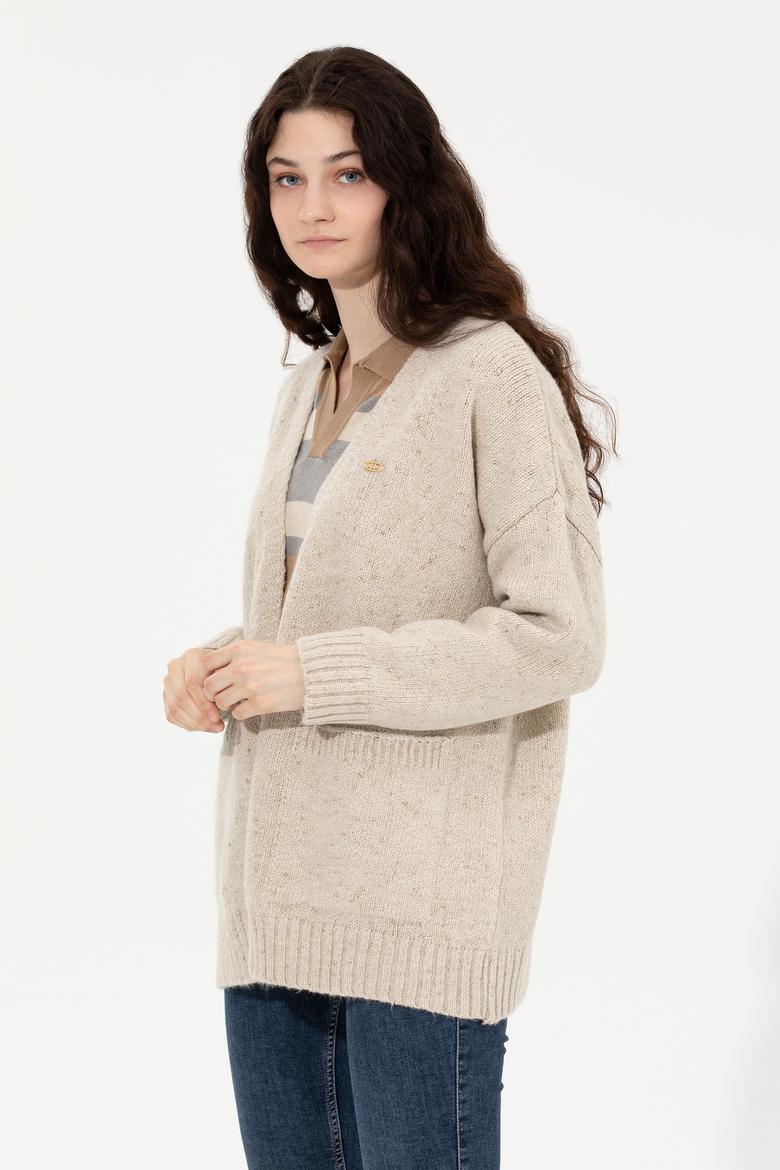 Kadın Krem Melanj Triko Hırka - 50253227005