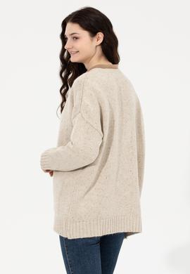 Kadın Krem Melanj Triko Hırka - 50253227005