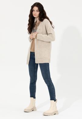 Kadın Krem Melanj Triko Hırka - 50253227005