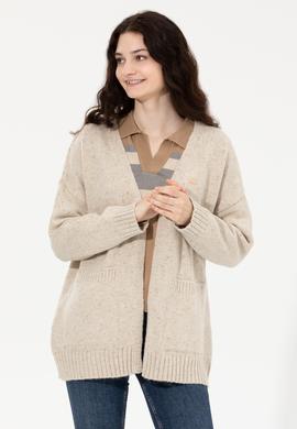 Kadın Krem Melanj Triko Hırka - 50253227005